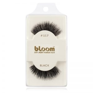 Bloom Natural naklejane sztuczne rzęsy z naturalnych włosów No. 117 (Black) 1 cm