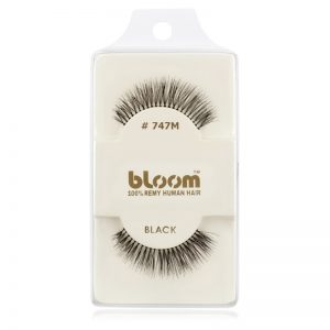 Bloom Natural naklejane sztuczne rzęsy z naturalnych włosów No. 747M (Black) 1 cm