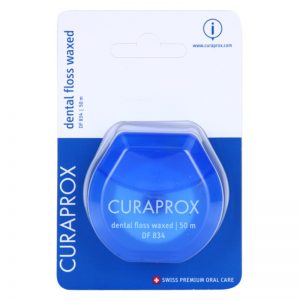 Curaprox Dental Floss Waxed DF 834 woskowana nić dentystyczna o smaku mięty 50 m