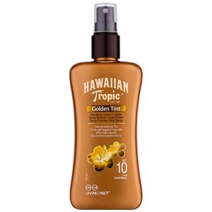 Hawaiian Tropic Golden Tint ochronne mleczko do ciała w sprayu SPF 10 200 ml
