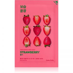 Holika Holika Pure Essence Mask Sheet Strawberry maska rozświetlająca w płacie ujednolica koloryt skóry 20 ml