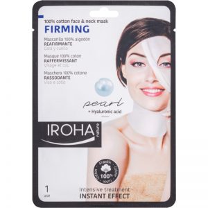 Iroha Firming Pearl bawełniana maska na twarz i szyję z perłowym i hialuronowym surum