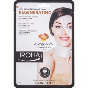 Iroha Regenerating Argan bawełniana maska na twarz i szyję z olejem arganowym i kwasem hialuronowym