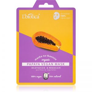 L’biotica Vegan Organic Papaya oczyszczająca maseczka do twarzy 1 szt.