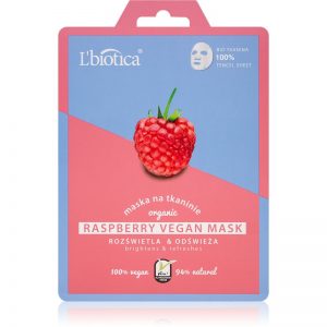 L’biotica Vegan Organic Raspberry maska rozświetlająca w płacie 1 szt.