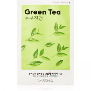 Missha Airy Fit Green Tea maska łagodząca w płacie o dzłałaniu nawilżającym 19 g