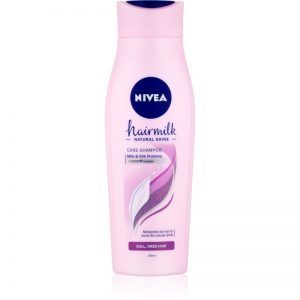 Nivea Hairmilk Natural Shine szampon pielęgnujący do włosów osłabionych, bez połysku 250 ml