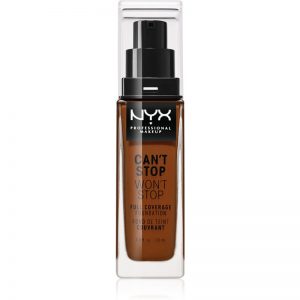 NYX Professional Makeup Can’t Stop Won’t Stop podkład mocno kryjący odcień 25 Deep Ebony 30 ml