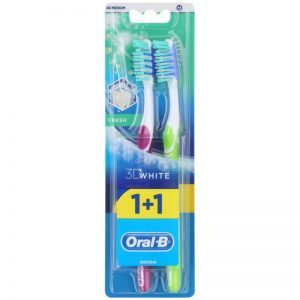 Oral B 3D White Fresh szczoteczki do zębów medium 2 szt. Violet & Green 2 szt.