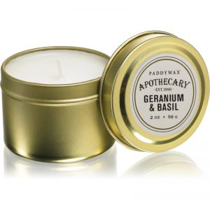 Paddywax Apothecary Geranium & Basil świeczka zapachowa w puszcze 56 g