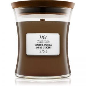 Woodwick Amber & Incense świeczka zapachowa z drewnianym knotem 275 g