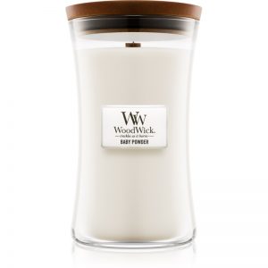 Woodwick Baby Powder świeczka zapachowa z drewnianym knotem 609,5 g