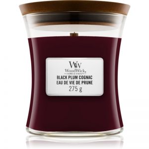 Woodwick Black Plum świeczka zapachowa z drewnianym knotem 275 g