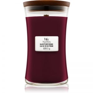 Woodwick Black Plum świeczka zapachowa z drewnianym knotem 609,5 g