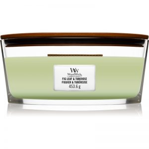 Woodwick Fig Leaf & Tuberose świeczka zapachowa z drewnianym knotem (hearthwick) 453,6 g