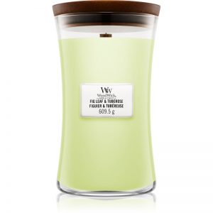 Woodwick Fig Leaf & Tuberose świeczka zapachowa z drewnianym knotem (hearthwick) 609,5 g