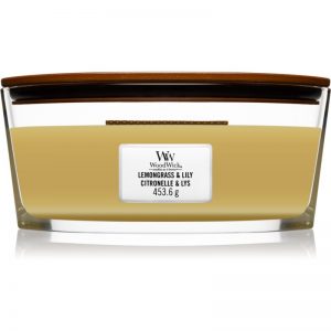 Woodwick Lemongrass & Lily świeczka zapachowa z drewnianym knotem (hearthwick) 453,6 g