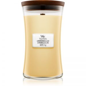 Woodwick Lemongrass & Lily świeczka zapachowa z drewnianym knotem 609,5 g
