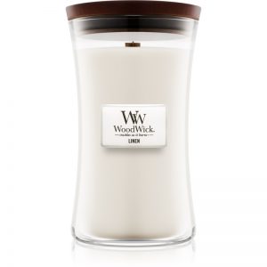 Woodwick Linen świeczka zapachowa z drewnianym knotem 609,5 g