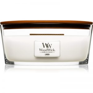 Woodwick Linen świeczka zapachowa z drewnianym knotem (hearthwick) 453,6 g