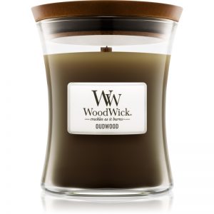 Woodwick Oudwood świeczka zapachowa z drewnianym knotem 275 g