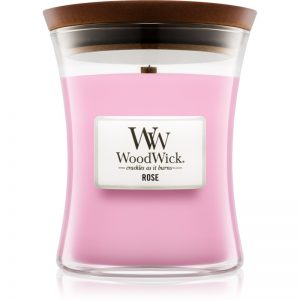 Woodwick Rose świeczka zapachowa z drewnianym knotem 275 g