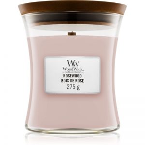 Woodwick Rosewood świeczka zapachowa z drewnianym knotem 275 g