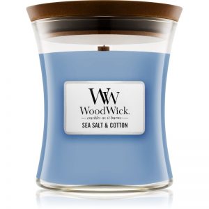 Woodwick Sea Salt & Cotton świeczka zapachowa z drewnianym knotem 275 g