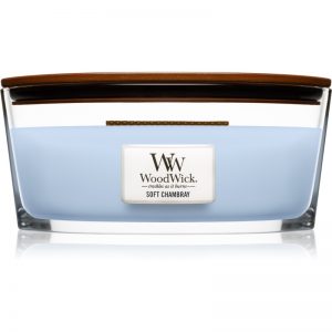 Woodwick Soft Chambray świeczka zapachowa z drewnianym knotem (hearthwick) 453,6 g