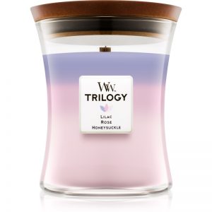 Woodwick Trilogy Botanical Gardens świeczka zapachowa z drewnianym knotem 275 g