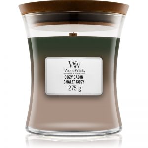 Woodwick Trilogy Cozy Cabin świeczka zapachowa z drewnianym knotem 275 g