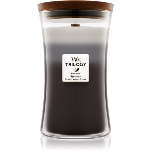 Woodwick Trilogy Warm Woods świeczka zapachowa z drewnianym knotem 609,5 g