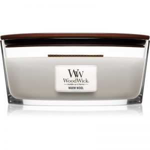 Woodwick Warm Wool świeczka zapachowa z drewnianym knotem (hearthwick) 453,6 g