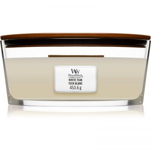 Woodwick White Teak świeczka zapachowa z drewnianym knotem (hearthwick) 453,6 g