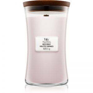 Woodwick Wild Violet świeczka zapachowa z drewnianym knotem 609,5 g