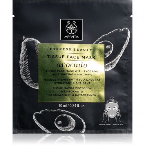 Apivita Express Beauty Avocado maseczka płócienna o działaniu nawilżającym i łagodzącym 10 ml