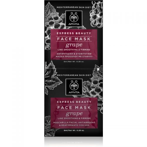 Apivita Express Beauty Grape odnawiająca i wygładzająca maseczka do twarzy 2×8 ml
