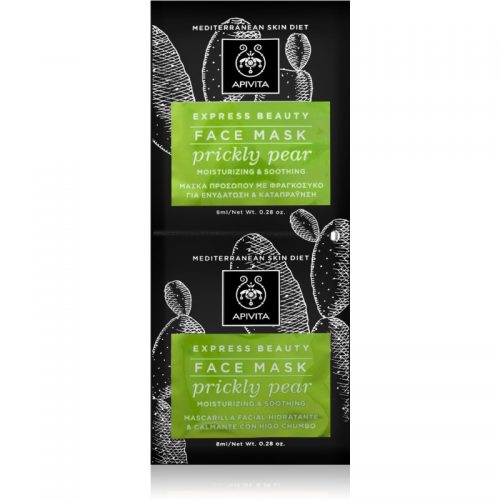 Apivita Express Beauty Prickly Pear intensywnie nawilżająca maseczka do twarzy 2×8 ml