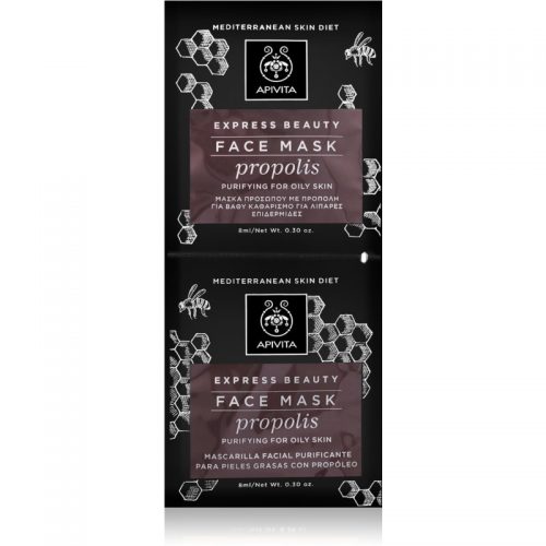 Apivita Express Beauty Propolis maseczka głęboko oczyszczająca do skóry tłustej 2×8 ml
