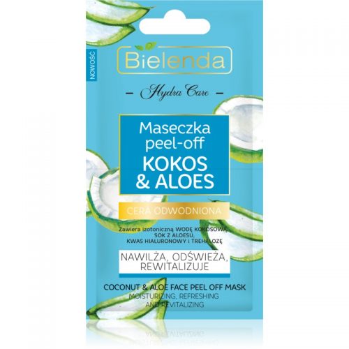 Bielenda Hydra Care Coconut & Aloe maseczka peel-off o dzłałaniu nawilżającym 2 x 5 g