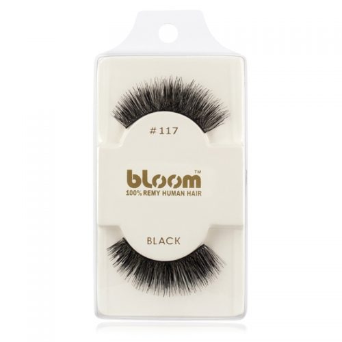 Bloom Natural naklejane sztuczne rzęsy z naturalnych włosów No. 117 (Black) 1 cm