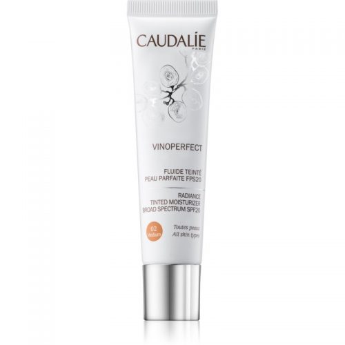 Caudalie Vinoperfect fluid rozświetlająco-tonujący o dzłałaniu nawilżającym odcień 02 Medium SPF 20 40 ml