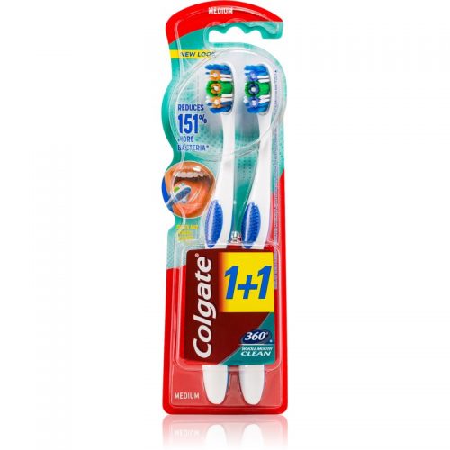 Colgate 360° Whole Mouth Clean szczoteczki do zębów medium 2 szt. 2 szt.