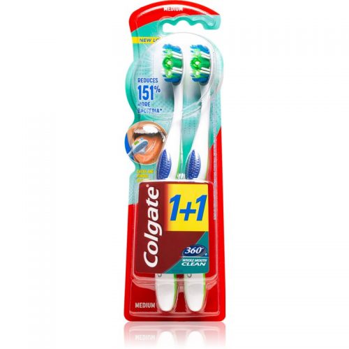 Colgate 360° Whole Mouth Clean szczoteczki do zębów medium 2 szt. 2 szt.