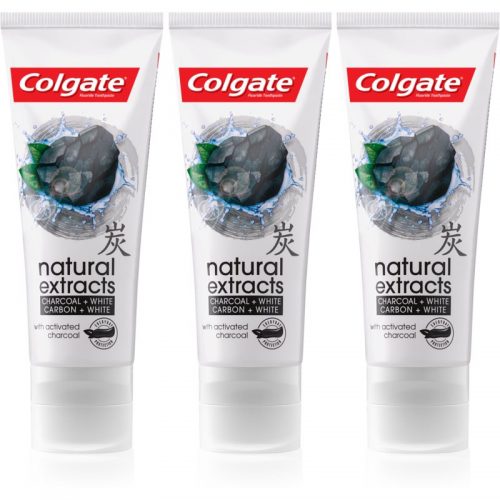 Colgate Natural Extracts Charcoal + White wybielająca pasta do zębów z aktywnym węglem 3 x 75 ml