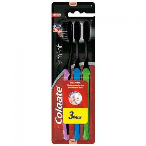 Colgate Slim Soft Active szczoteczka do zębów z aktywnym węglem soft 3 szt. 3 szt.