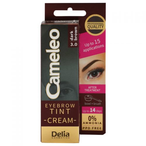 Delia Cosmetics Cameleo kremowa, profesjonalna farbka do brwi bez amoniaku odcień 3.0 Dark Brown 15 ml