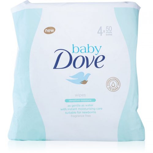 Dove Baby Sensitive Moisture delikatne nawilżane chusteczki dla dzieci 4 x 50 ks
