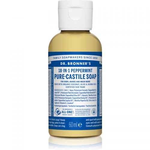 Dr. Bronner’s Peppermint uniwersalne mydło w płynie 60 ml
