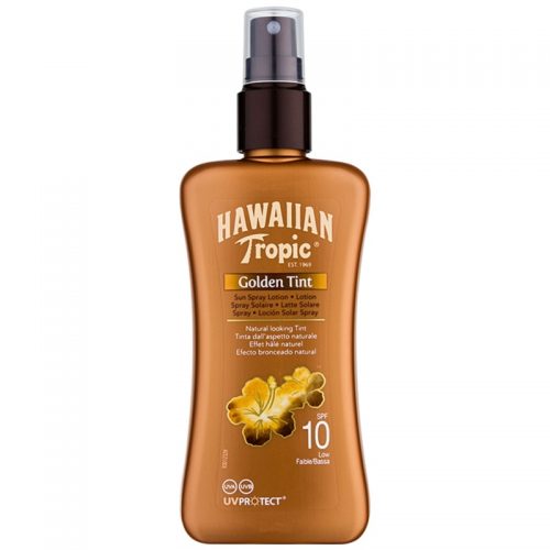 Hawaiian Tropic Golden Tint ochronne mleczko do ciała w sprayu SPF 10 200 ml